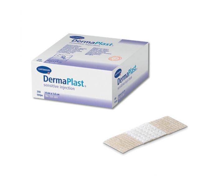 dermaplast-sensitive-injection-aytokollito-epithema-gia-eneseis-16cm-x-4cm-syskeyasia-250-temachion Dermaplast Sensitive Injection αυτοκόλλητο επίθεμα για ενέσεις 1,6cm x 4cm συσκευασία 250 τεμαχίων - Image 1