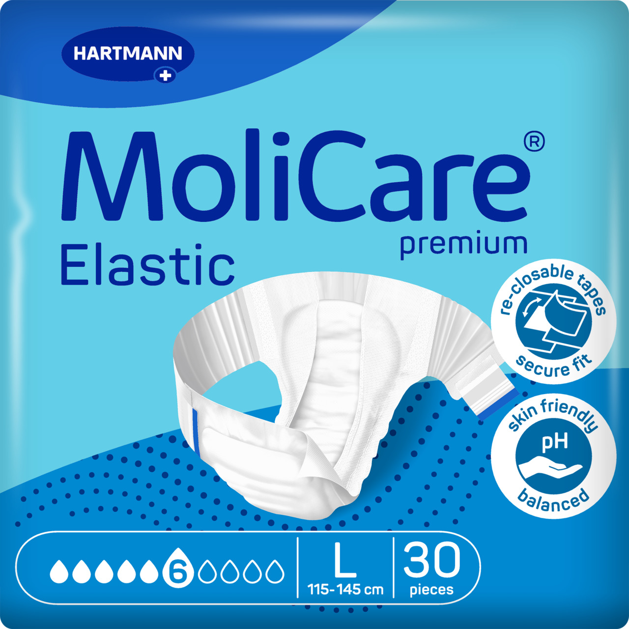 31343502 MRHI-MoliCare-Premium-Elastic-Size-L-6-drops-30-pieces MoliCare Premium Slip Elastic Πάνες ημέρας Νο Large 6 σταγόνων 30τεμ. - Image 1