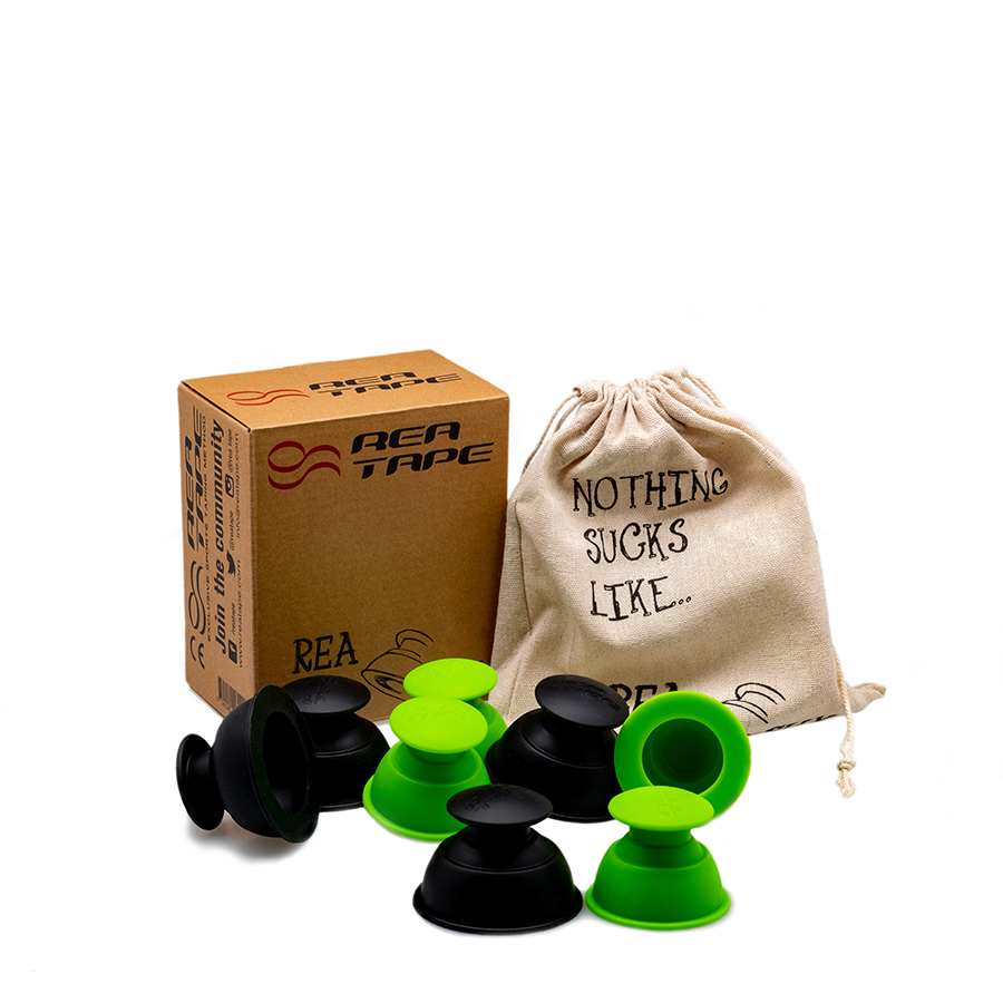 rea-sux-set-8-ventouzes-silikonis-mauro-65mm-laxani-55mm Rea Sux Set 8 βεντούζες Σιλικόνης - Μαύρο 65mm/Λαχανί 55mm - Image 1