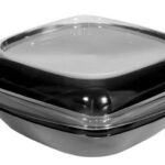 Σκευος Σαλατας Τετραγωνο PET 750ml Μαυρο & καπακι διαφανο
